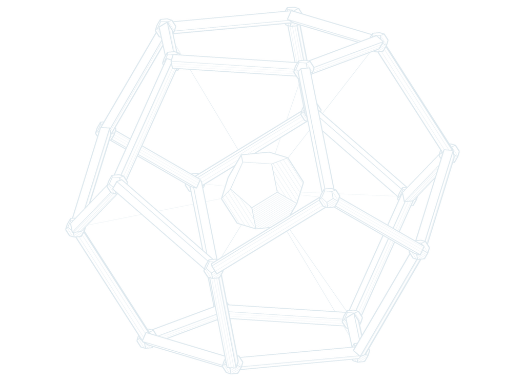 The frame of thirty struts with the core at its centre