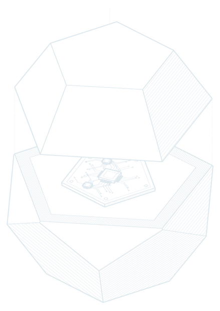 The device split along its zigzag waist, its top half lifted away above the board