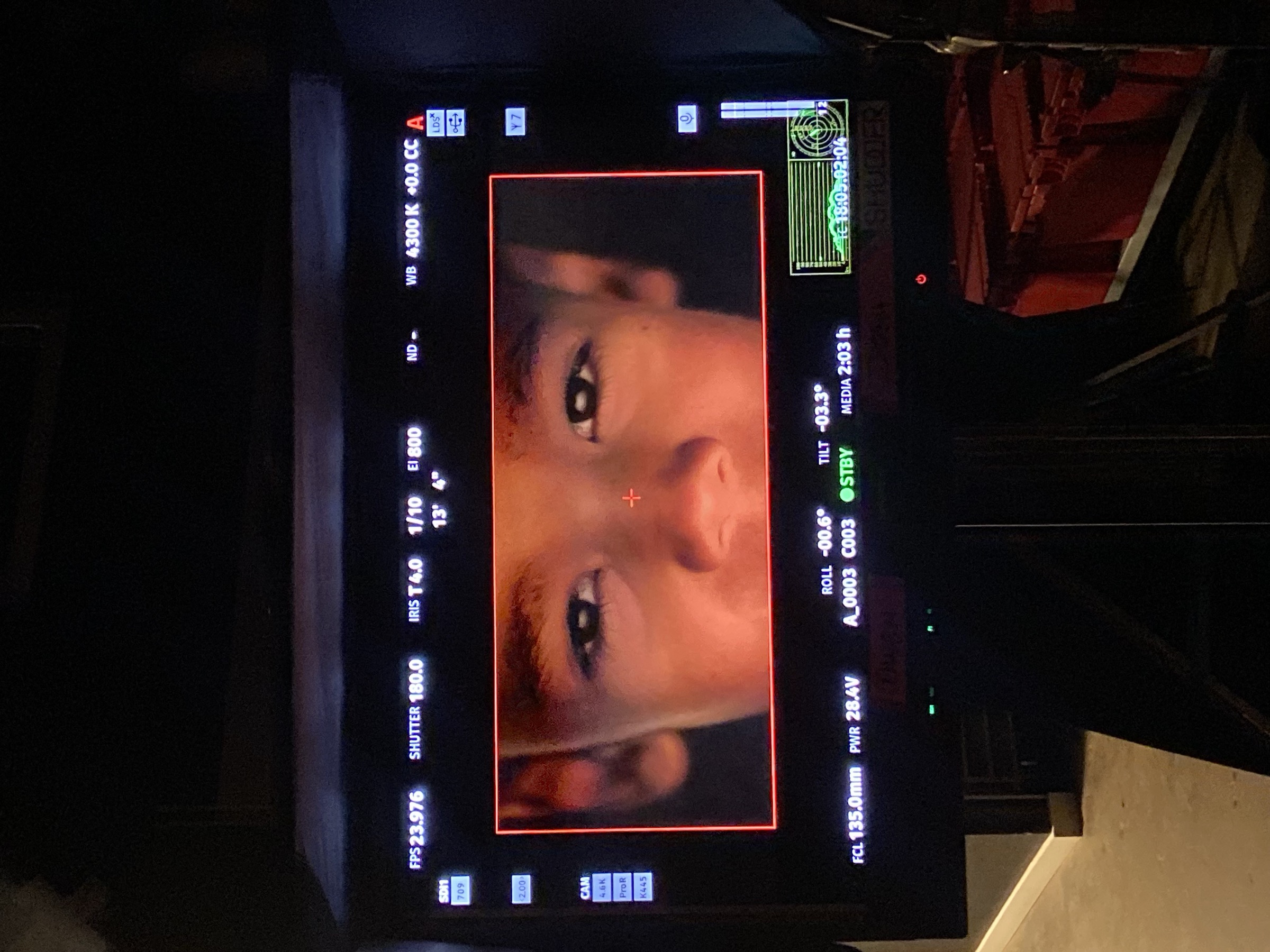 On set, monitor, eye close-up